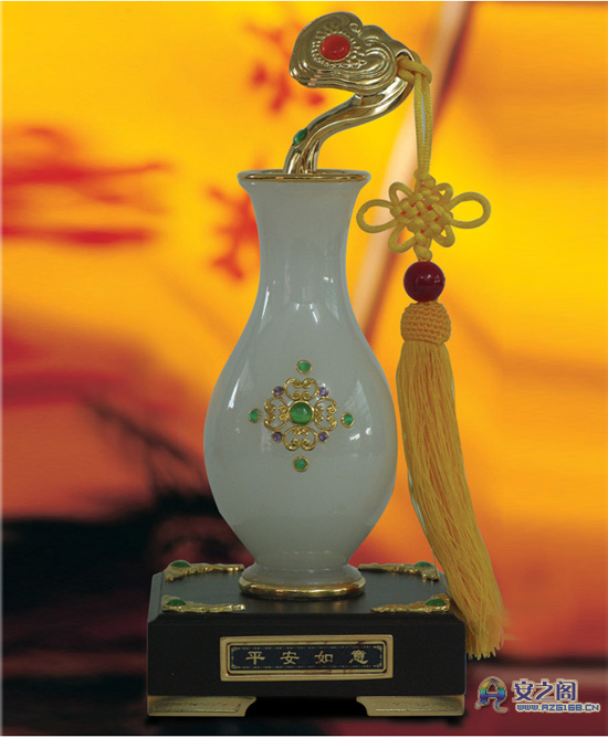 开光平安如意瓶(白玉)※玉瓶工艺品 婚庆礼品 结婚礼品 婚礼用品 商务礼品※ 健康长寿平安物品 风水吉祥物-祥安阁开光吉祥物